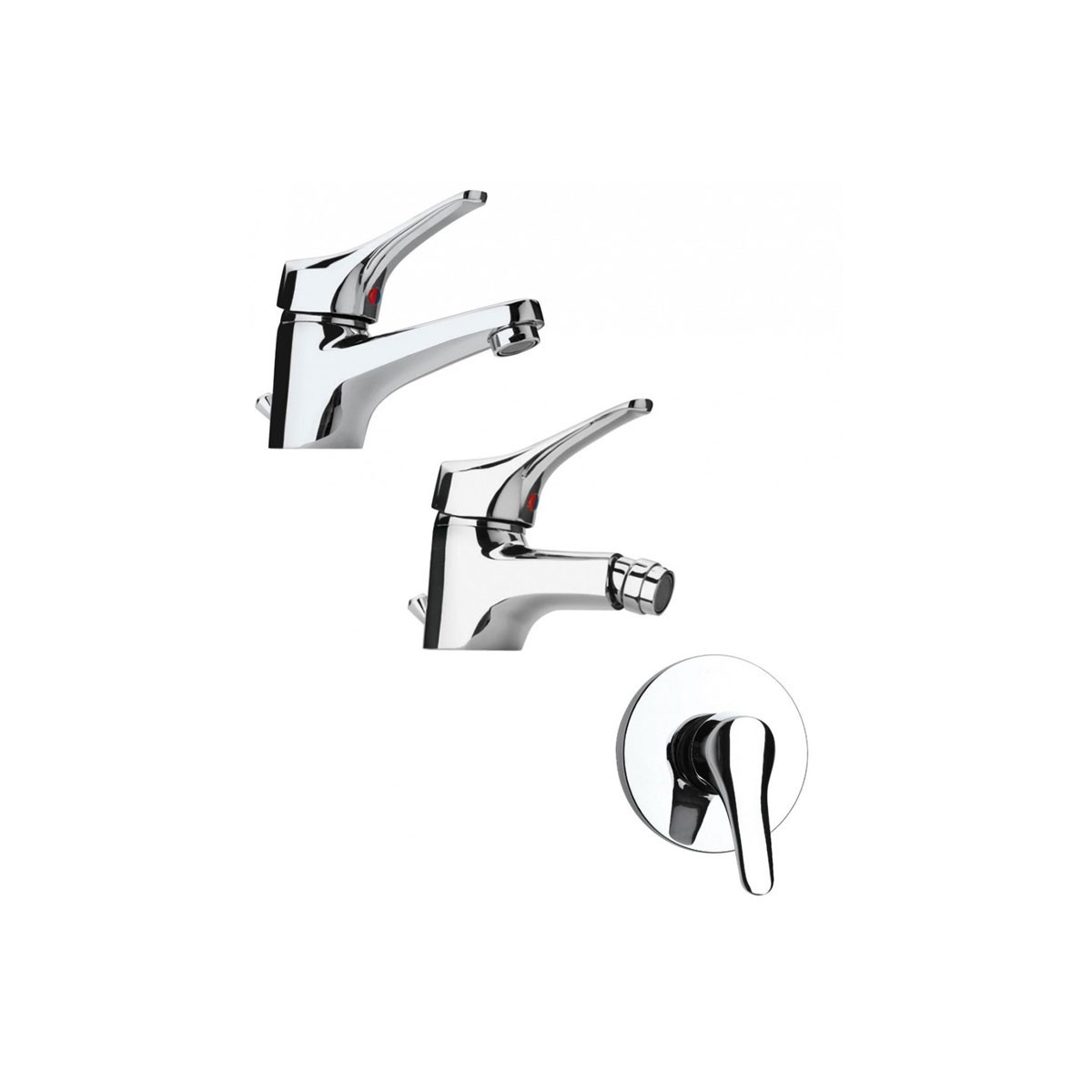 SET MISCELATORI PAINI PILOT LAVABO BIDET E DOCCIA INCASSO CROMATO