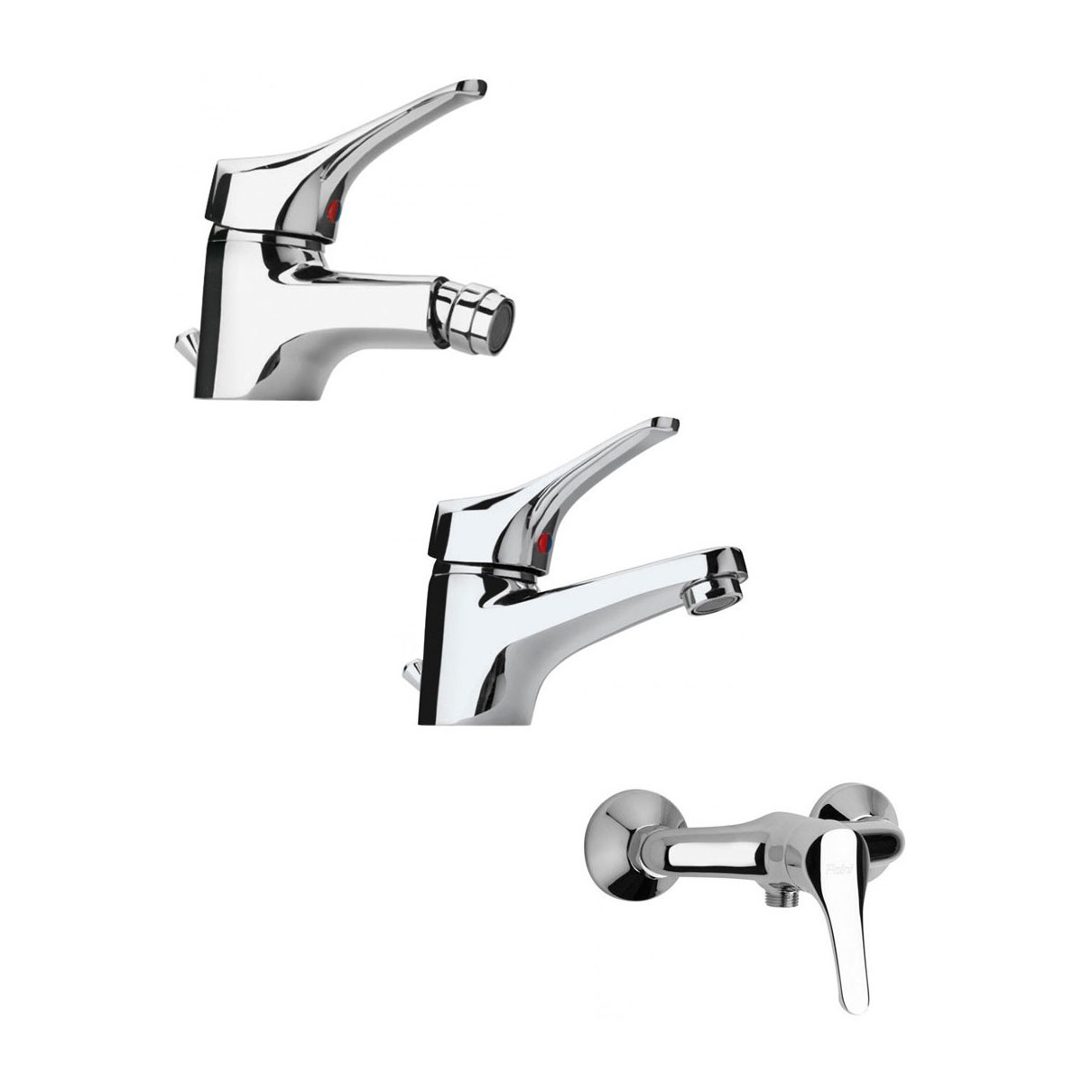 SET MISCELATORI PAINI PILOT LAVABO BIDET E DOCCIA ESTERNO CROMATO