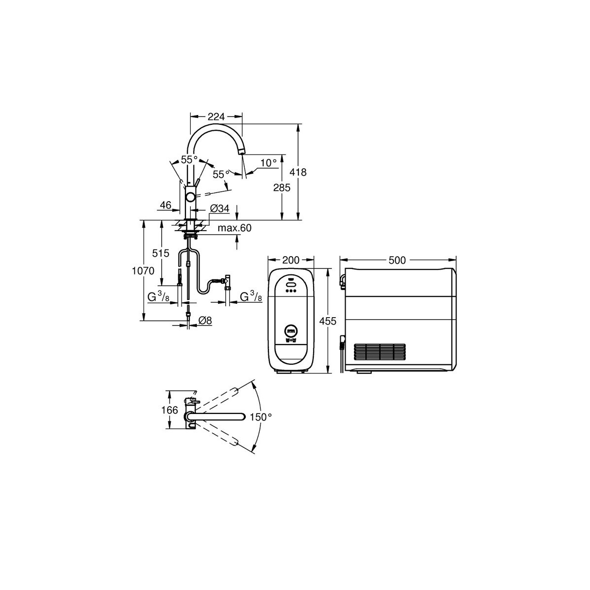 MISCELATORE LAVELLO GROHE BLUE HOME CON SISTEMA FILTRANTE DELL'ACQU...