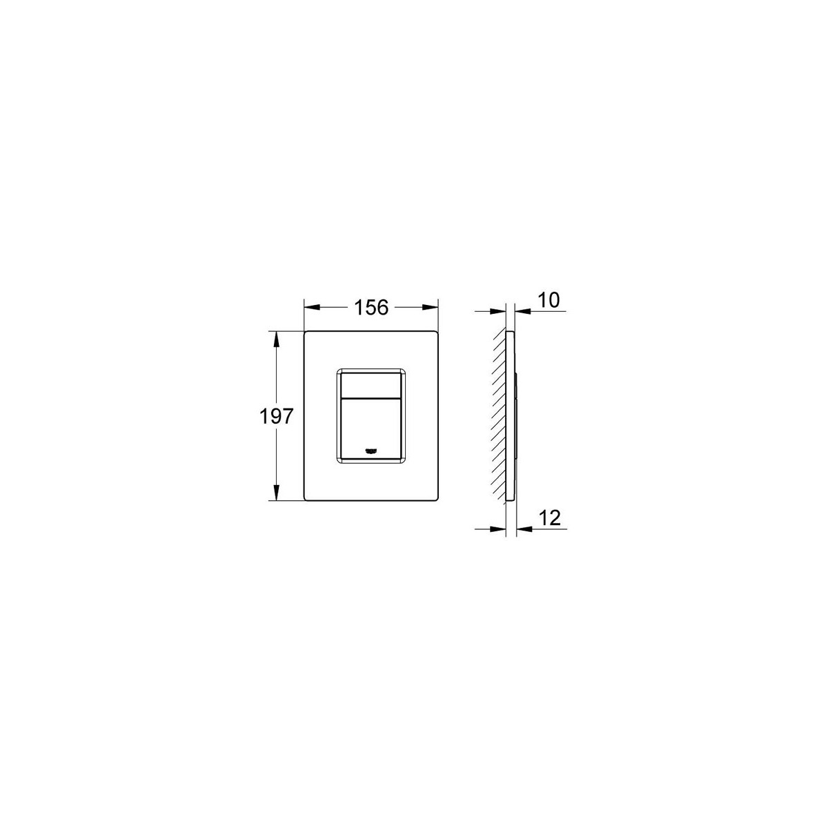 PLACCA DI COMANDO GROHE SKATE COSMOPOLITAN DOPPIO PULSANTE NERO ULTRA OPACO