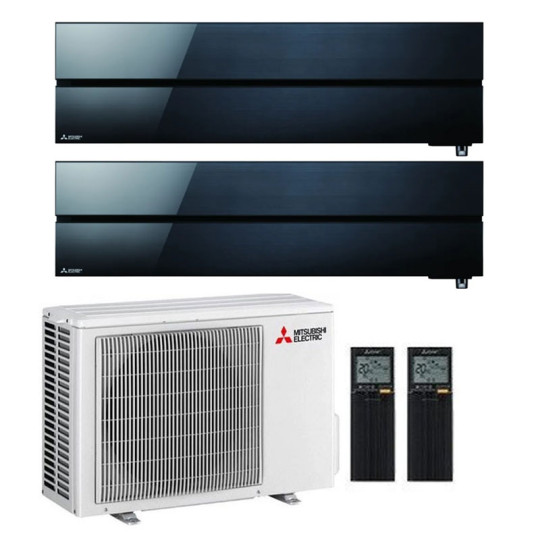 CONDIZIONATORE MITSUBISHI KIRIGAMINE STYLE ONYX BLACK DUAL SPLIT 9000+12000 BTU INVERTER R32 MXZ-2F42VF A+++ WIFI