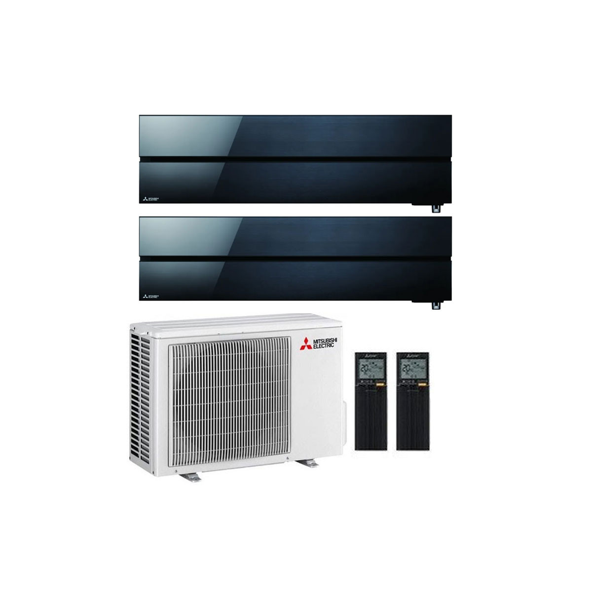 CONDIZIONATORE MITSUBISHI KIRIGAMINE STYLE ONYX BLACK DUAL SPLIT 9000+12000 BTU INVERTER R32 MXZ-2F42VF A+++ WIFI