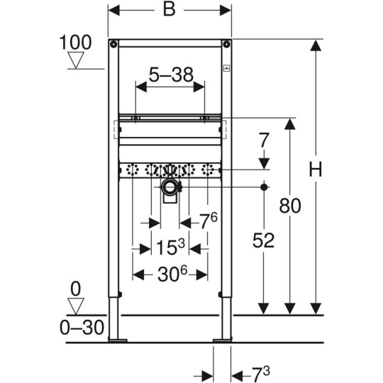 MODULO GEBERIT DUOFIX 111.432.00.2 PER LAVABO 112 CM IN ACCIAIO