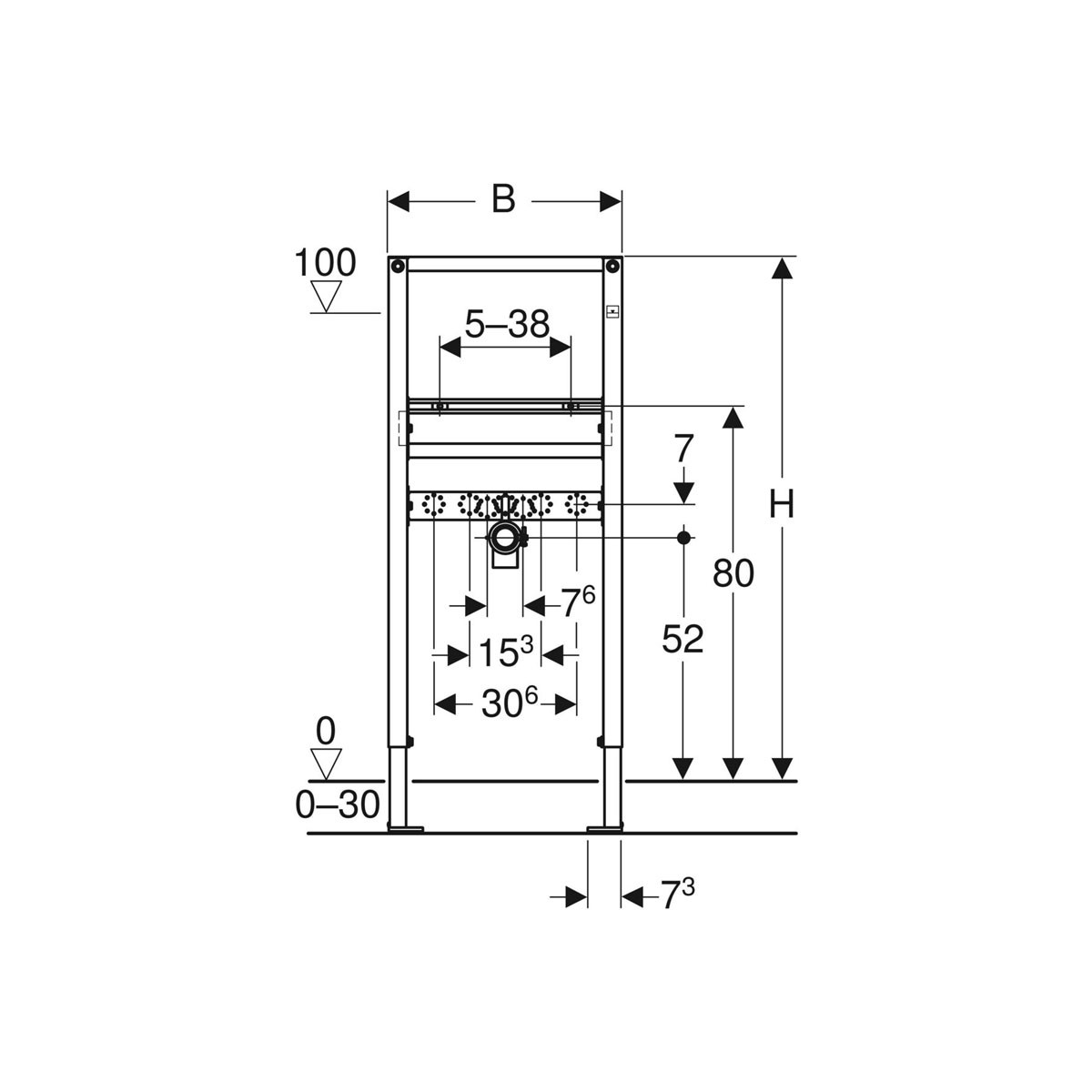 MODULO GEBERIT DUOFIX 111.432.00.2 PER LAVABO 112 CM IN ACCIAIO