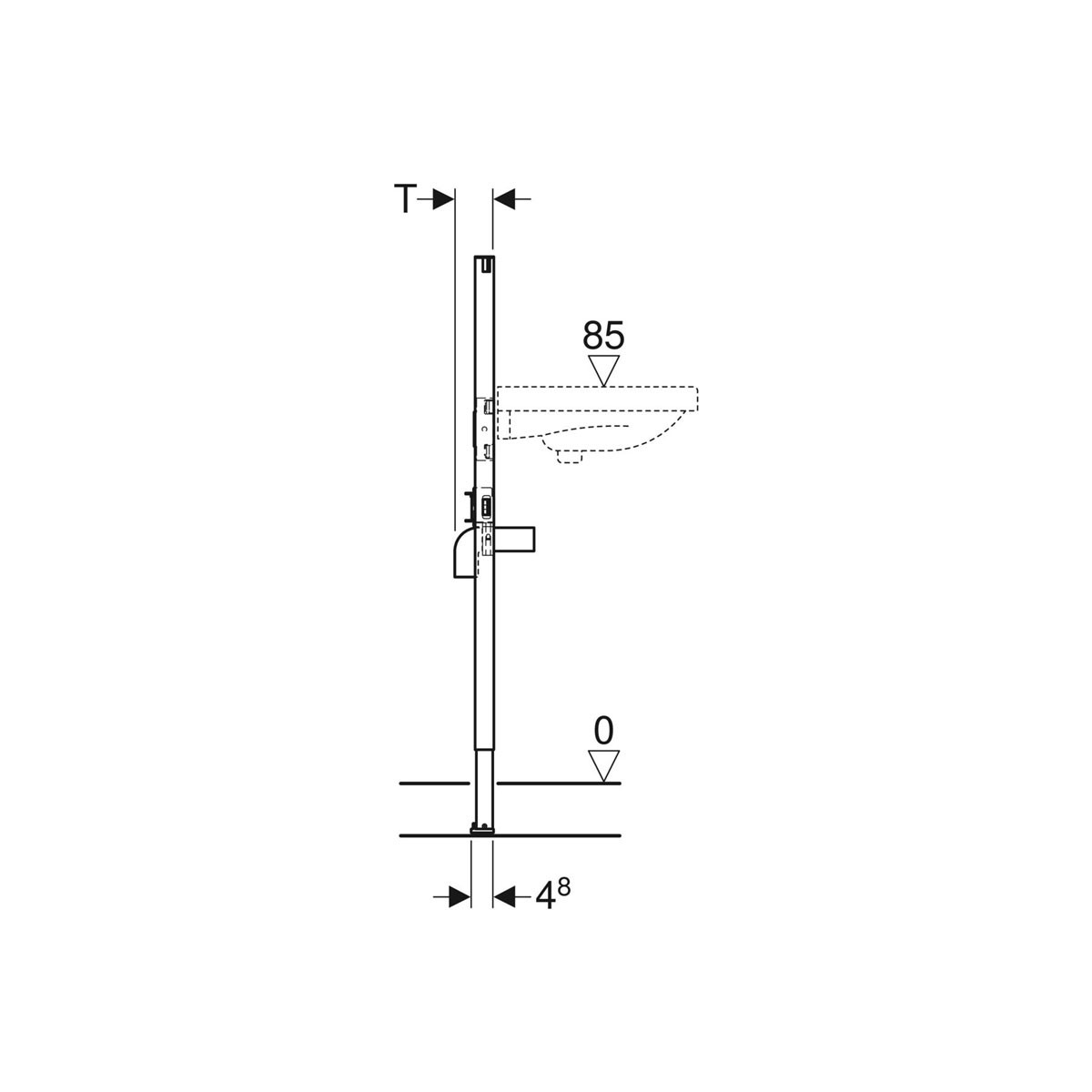 MODULO GEBERIT DUOFIX 111.432.00.2 PER LAVABO 112 CM IN ACCIAIO