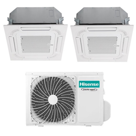 CONDIZIONATORE HISENSE CASSETTA A 4 VIE DUAL SPLIT 12000+12000 BTU INVERTER 2AMW52U4RXC A++ R32