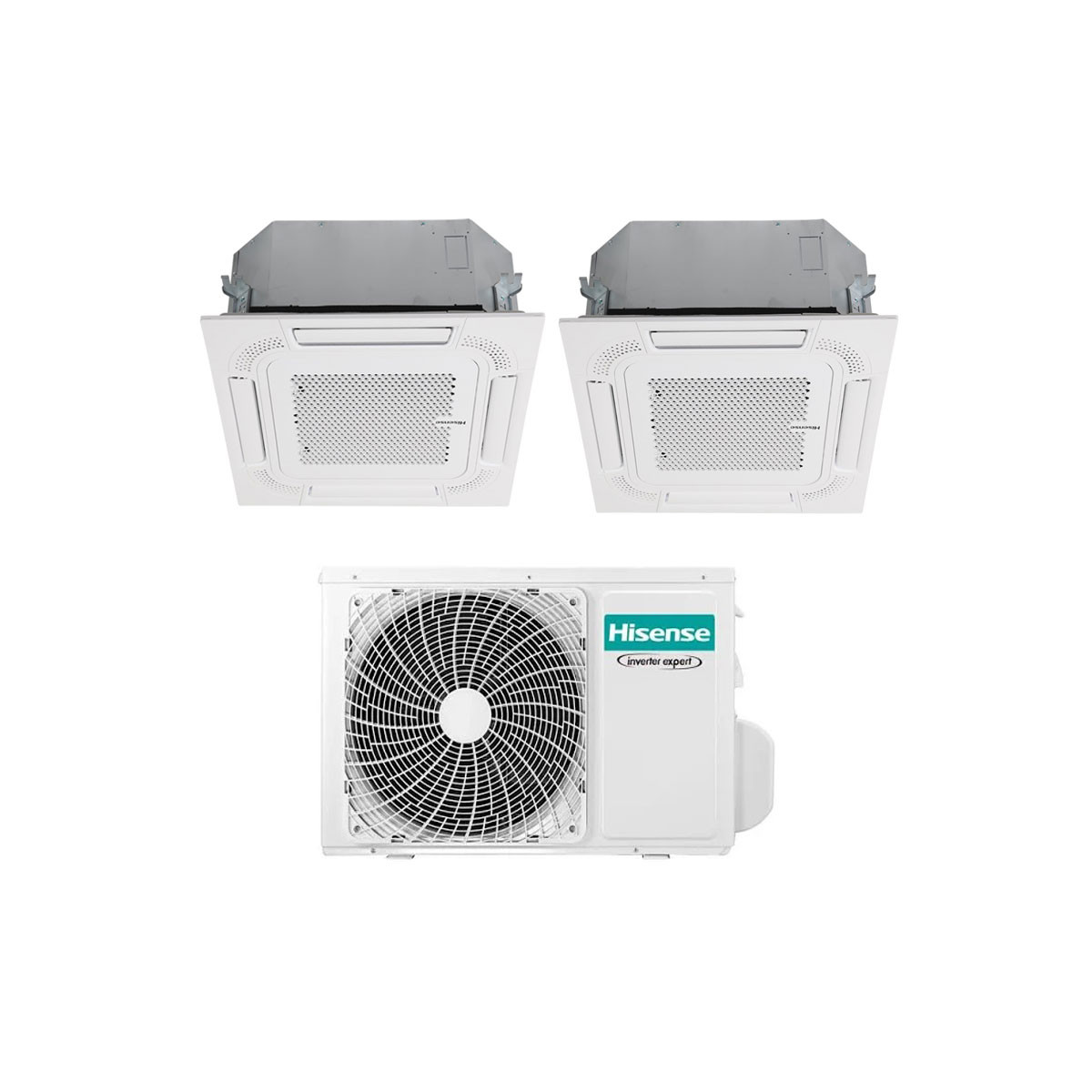 CONDIZIONATORE HISENSE CASSETTA A 4 VIE DUAL SPLIT 12000+12000 BTU INVERTER 2AMW52U4RXC A++ R32